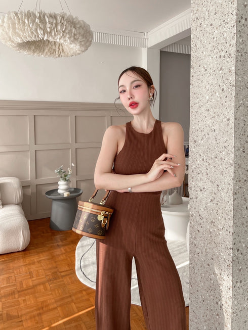 SIRINNN Sleeveless Long Cross Lace BackJumpsuits